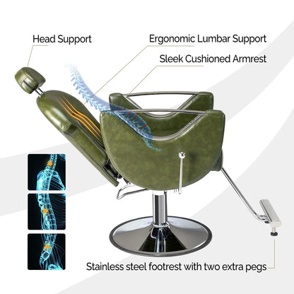 OmySalon Reclining Salon Chair With Footrest And 330 lbs Capacity