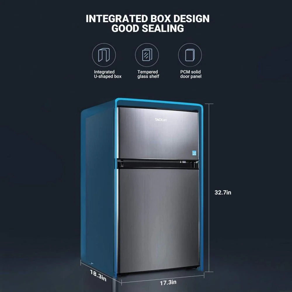 g Mini Fridge With Freezer, 3.1 Cu.Ft, 2 Doors, Stainless Steel - HPVFR310