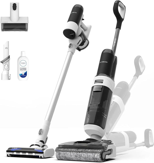 Tineco Floor One Stretch S6 Cordless Wet Dry Vacuum Mop, 0.8 Liters, Black & White - Floor-One-Stretch-S6