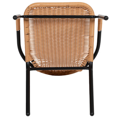 Emma + Oliver Indoor/Outdoor Stacking Rattan Patio Chairs, Set of 2, Gray