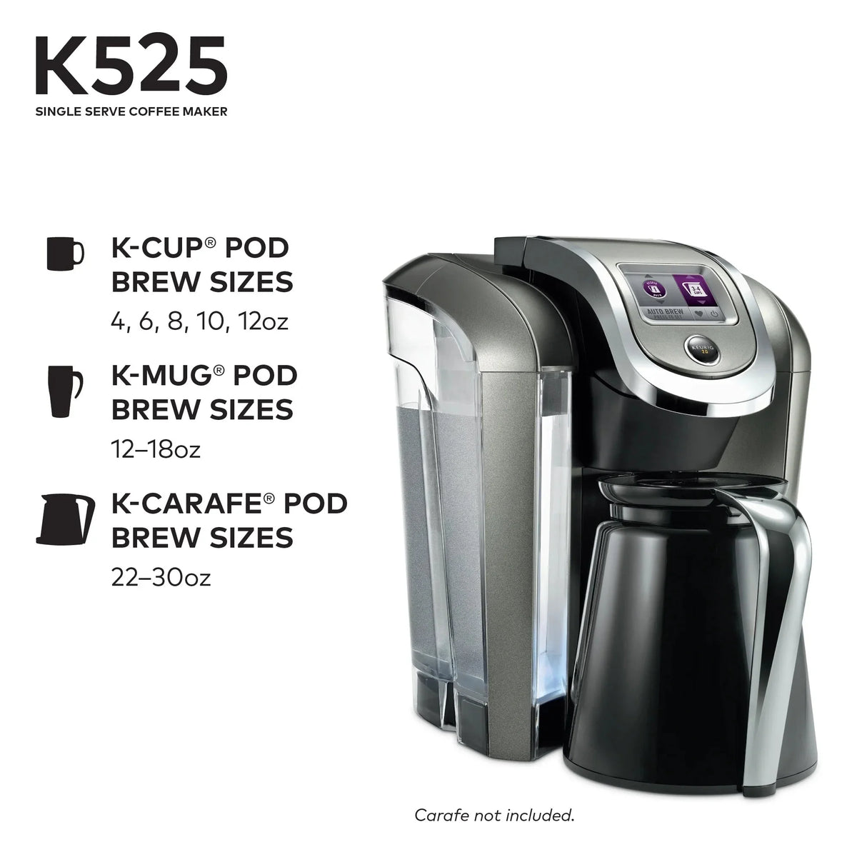 Keurig Single Serve Coffee Brewer, Slate, 80oz - K525