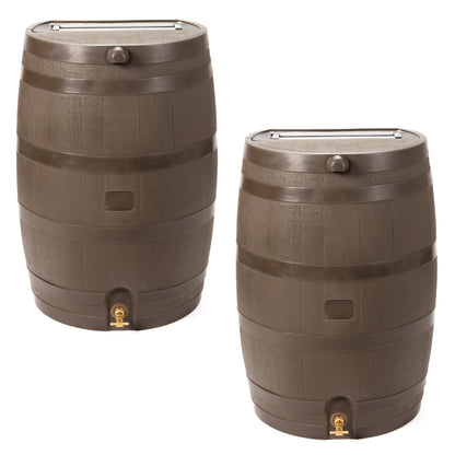 50 Gallon Rain Barrel With Brass Spigot And Flat-Back Design