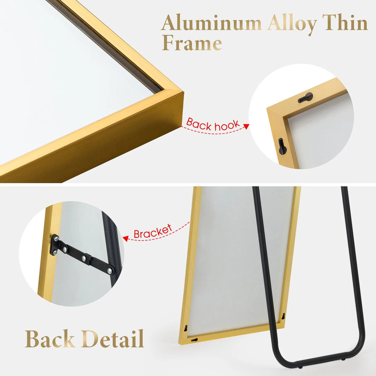 Full Length Wall Mounted Dressing Mirror, 65 in H x 22 in W