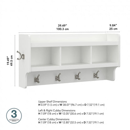 40 Inch Wall Mounted Coat Rack With Shelf and Cubbies