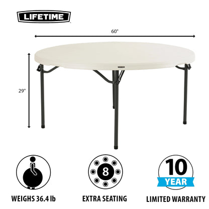 Lifetime 60 Inch Round Commercial Folding Table, Almond - 280435