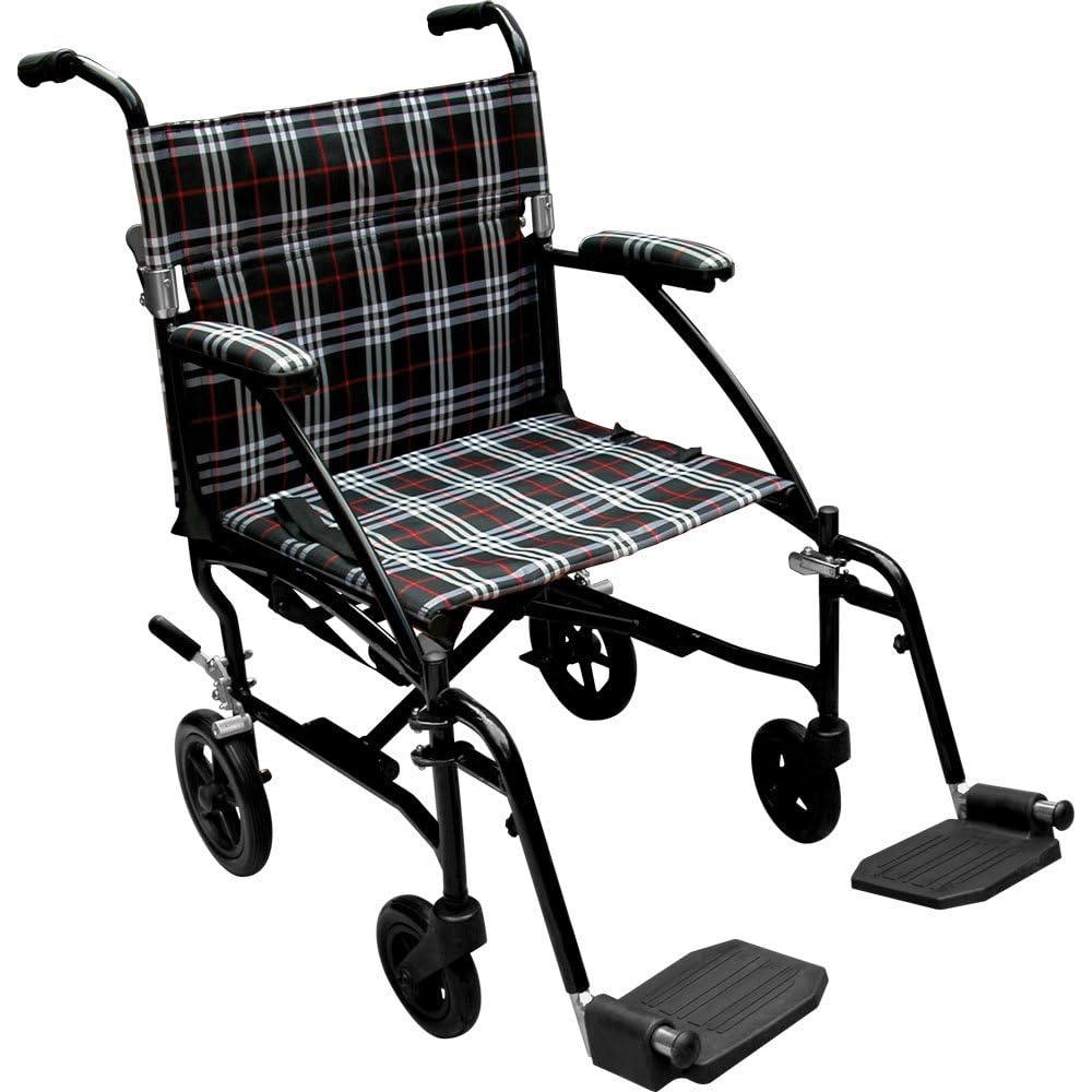 Drive Medical Fly-Lite Lightweight Folding Transport Wheelchair - Black