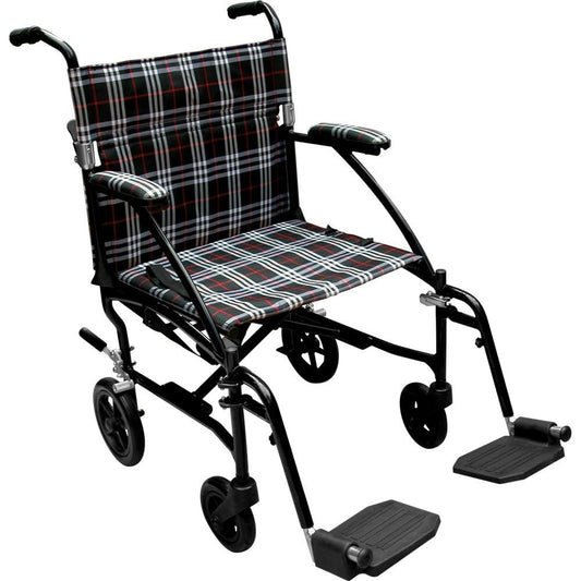 Drive Medical Fly-Lite Lightweight Folding Transport Wheelchair - Black