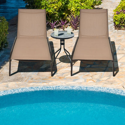 Costway Outdoor Adjustable Chaise Lounge Chairs, 2 Pack, 6-Position, Black