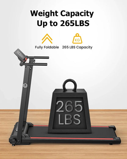 UREVO Folding Treadmill - 2.25HP, 12 HIIT Modes, 265 lbs Capacity, Yellow Or Red