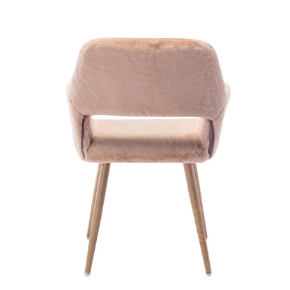 HengMing Faux Fur Mid Century Dining Side Chairs With Painted Steel Legs