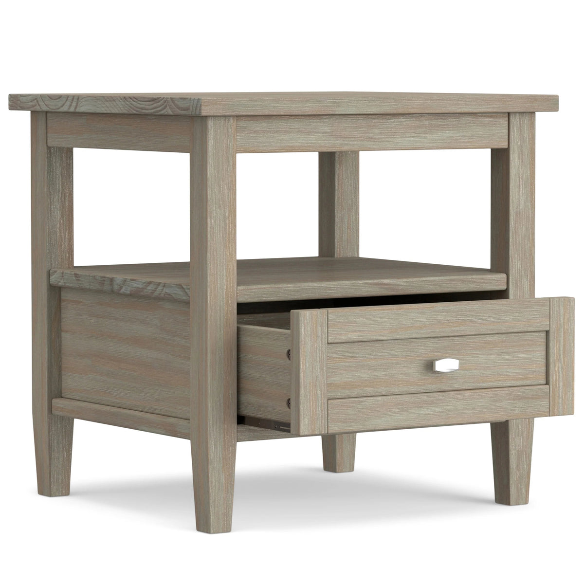 Solid Wood Rectangle End Table With Drawer And Shelf, 18.1in D x 20in W x 19.5in H - Norfolk