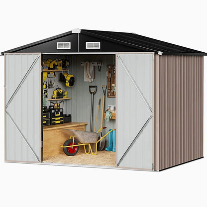 Aoxun Outdoor Storage Shed 6.4x4 FT Brown