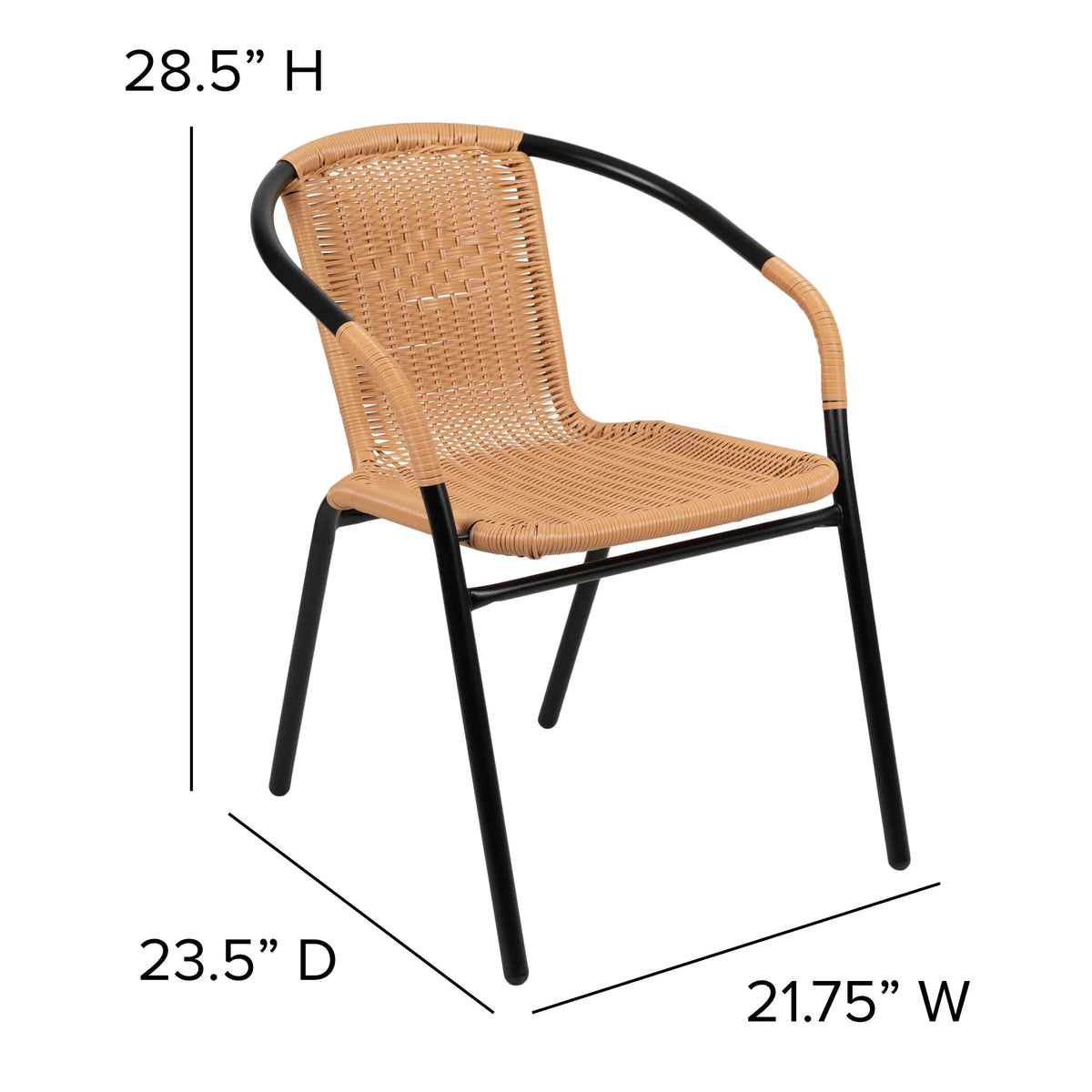 Emma + Oliver Indoor/Outdoor Stacking Rattan Patio Chairs, Set of 2, Gray