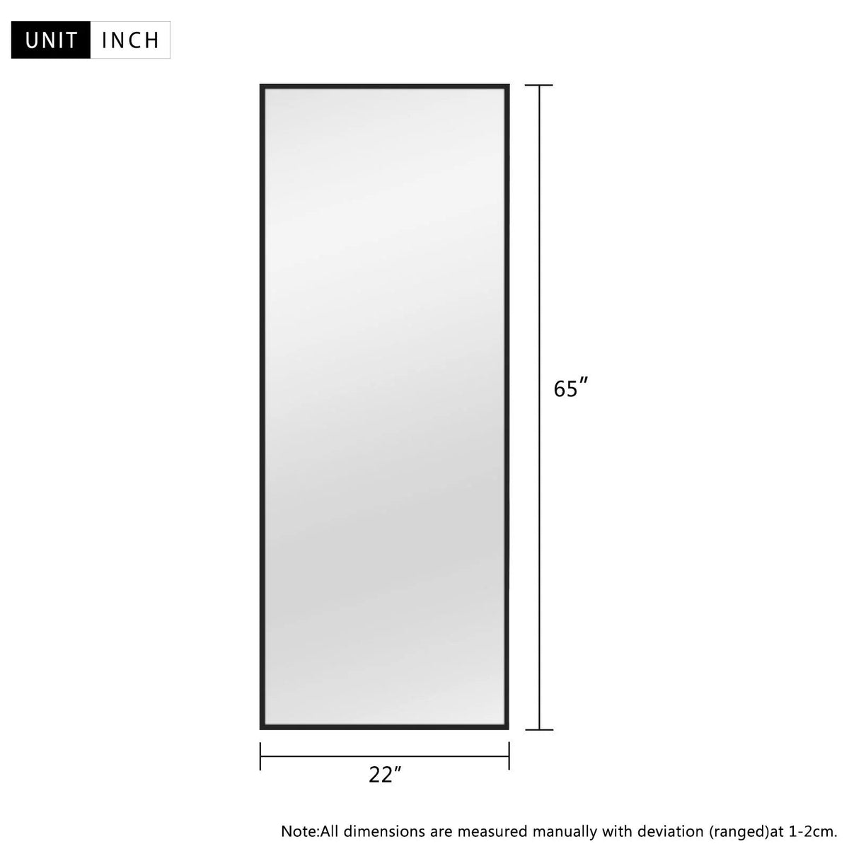 Full Length Wall Mounted Dressing Mirror, 65 in H x 22 in W