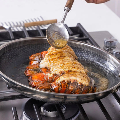 Hybrid Stainless Steel Pan Set With Glass Lids, 6-Piece, 8-Inch, 10-Inch And 12-Inch, Black