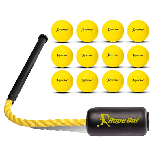Baseball And Softball Swing Trainer With 12 Soft Balls, 12-Inch Grip, Fits 26 in To 34 in Bats