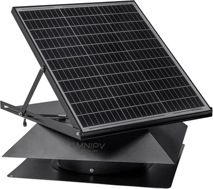 Wall Mount Solar Exhaust Fan, Black, 35W, 1200 CFM