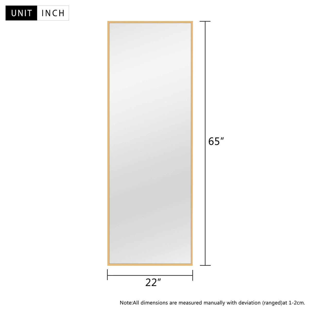 Full Length Wall Mounted Dressing Mirror, 65 in H x 22 in W