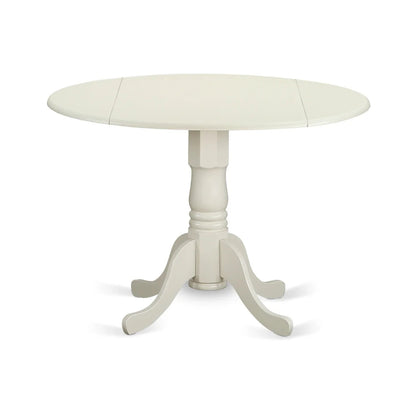 HomeStock 3-Pc Wood Dining Table Set With Round Kitchen Table And 2 Parsons Chairs, Linen White Finish