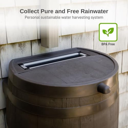 50 Gallon Rain Barrel With Brass Spigot And Flat-Back Design