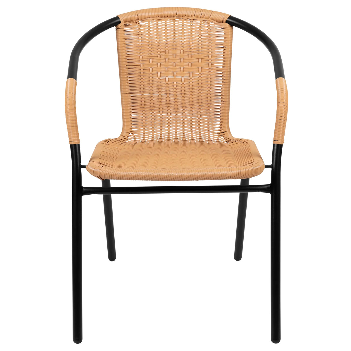 Emma + Oliver Indoor/Outdoor Stacking Rattan Patio Chairs, Set of 2, Gray