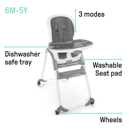 Ingenuity SmartClean Trio Elite 3-in-1 Convertible High Chair, Toddler Chair, And Booster Seat - Slate