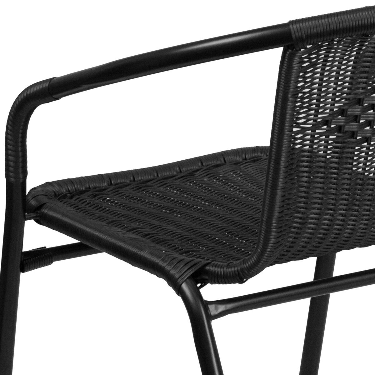 Emma + Oliver Indoor/Outdoor Stacking Rattan Patio Chairs, Set of 2, Gray