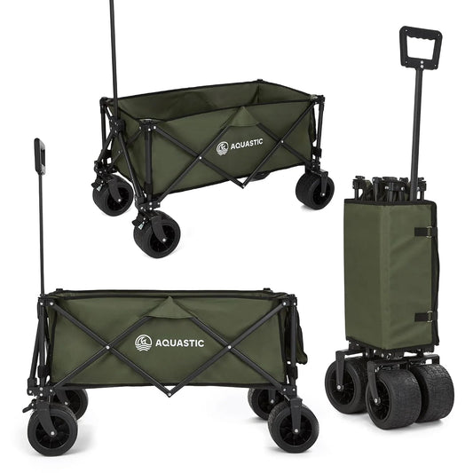 AQUASTIC Folding Transport Cart, 127 Litres, Olive - CARO