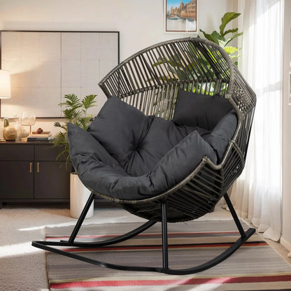 Walsunny Outdoor Patio Wicker Oversized Egg Chair With Cushion