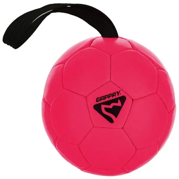 Gappay Leather Soccer Ball Tug Toy With Handle, 6.25 Inch Diameter, Organic Leather