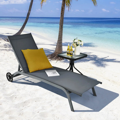 Costway Outdoor Adjustable Chaise Lounge Chairs, 2 Pack, 6-Position, Black