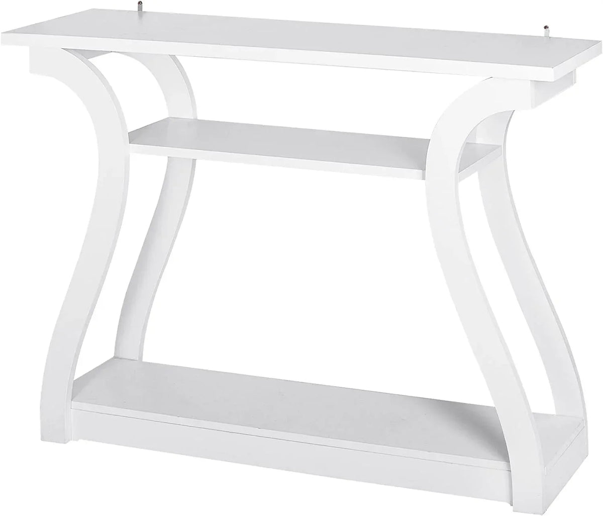 3-Tier Console Table With Storage Shelves - White