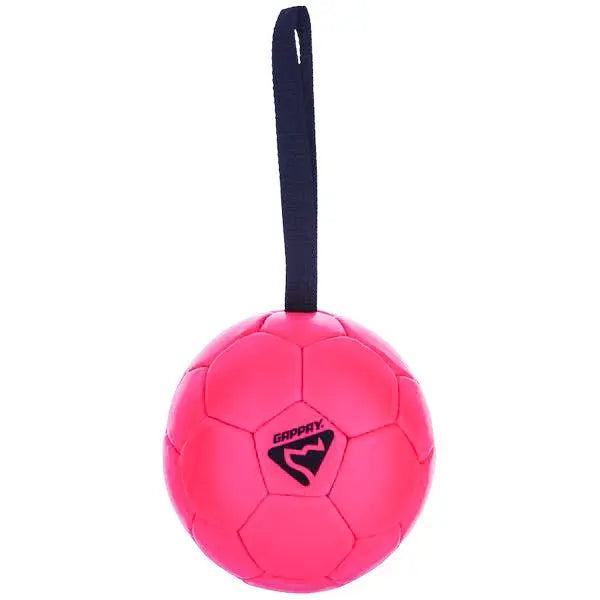 Gappay Leather Soccer Ball Tug Toy With Handle, 6.25 Inch Diameter, Organic Leather