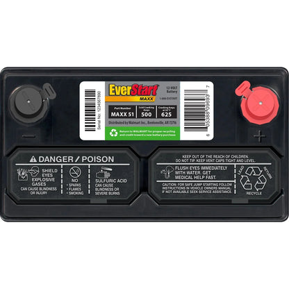 EverStart Maxx Lead Acid Automotive Battery, Group Size 51, 12 Volt, 500 CCA