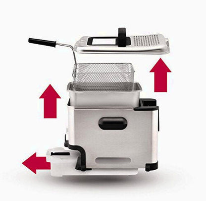 T-Fal Ultimate Steel Deep Fryer With Basket, 3.5 Liter Oil And 2.6 Pound Food Capacity - EZ Clean Pro