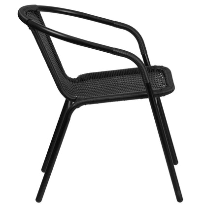 Emma + Oliver Indoor/Outdoor Stacking Rattan Patio Chairs, Set of 2, Gray