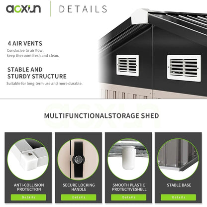 Aoxun Outdoor Storage Shed 6.4x4 FT Brown
