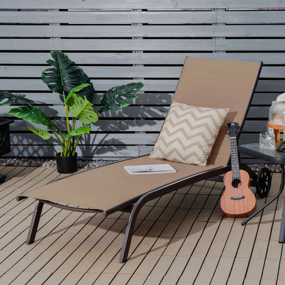 Costway Outdoor Adjustable Chaise Lounge Chairs, 2 Pack, 6-Position, Black