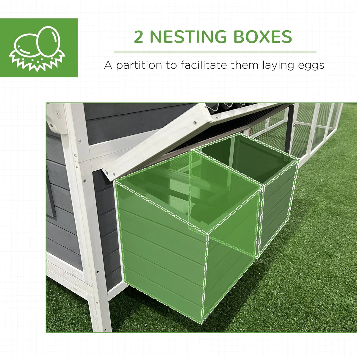 PawHut Large Chicken Coop, 162 in, For 6-8 Chickens, Storm Gray/Crystal White - D51-336V00CG