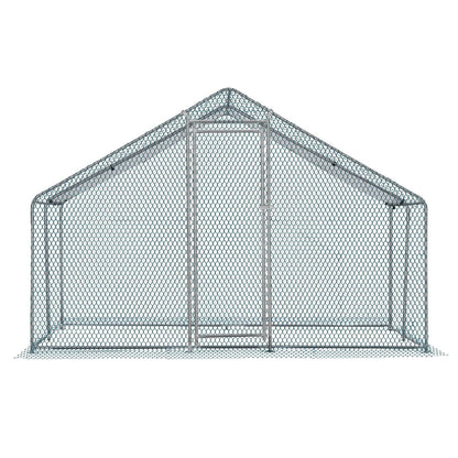 10 x 10 ft Metal Chicken Coop Walk-In Poultry Cage With Waterproof Cover