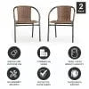 Emma + Oliver Indoor/Outdoor Stacking Rattan Patio Chairs, Set of 2, Gray