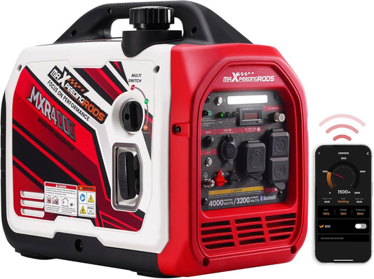maXpeedingrods 4000 Peak Watt 3200 Running Watt Portable Gas Inverter Generator With Bluetooth App, RV Ready, CO Alarm - MXR4000