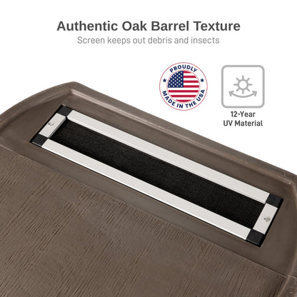 50 Gallon Rain Barrel With Brass Spigot And Flat-Back Design