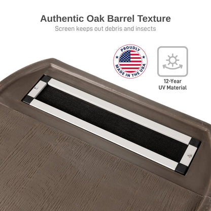 50 Gallon Rain Barrel With Brass Spigot And Flat-Back Design