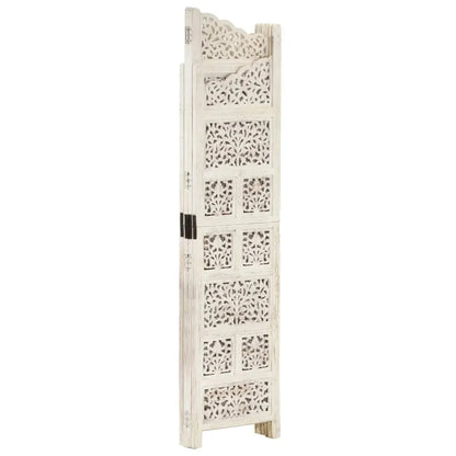 vidaXL 4-Panel Folding Privacy Screen, Solid Mango Wood, 63 x 65 in - Brown
