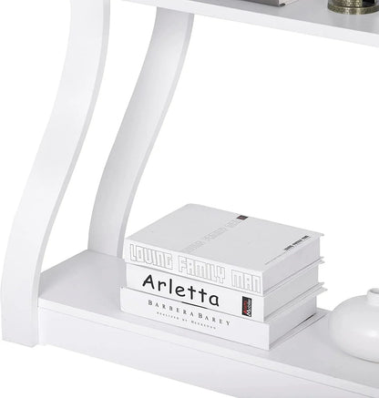 3-Tier Console Table With Storage Shelves - White