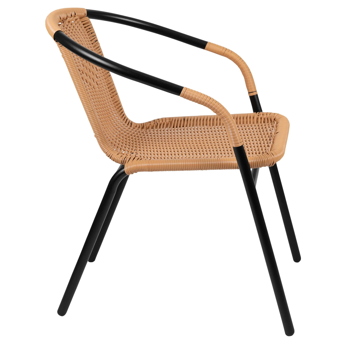 Emma + Oliver Indoor/Outdoor Stacking Rattan Patio Chairs, Set of 2, Gray