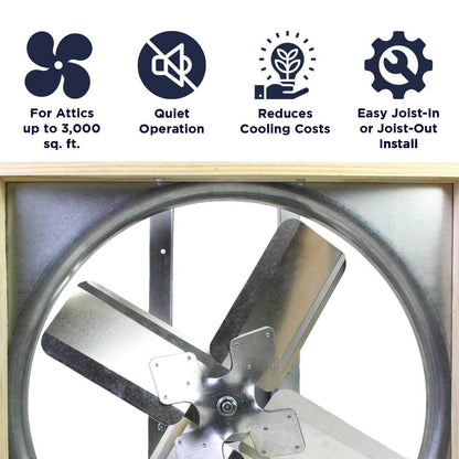 Cool Attic 30 Inch Belt Drive Whole House Fan With Shutter - CX30BD-2SPD