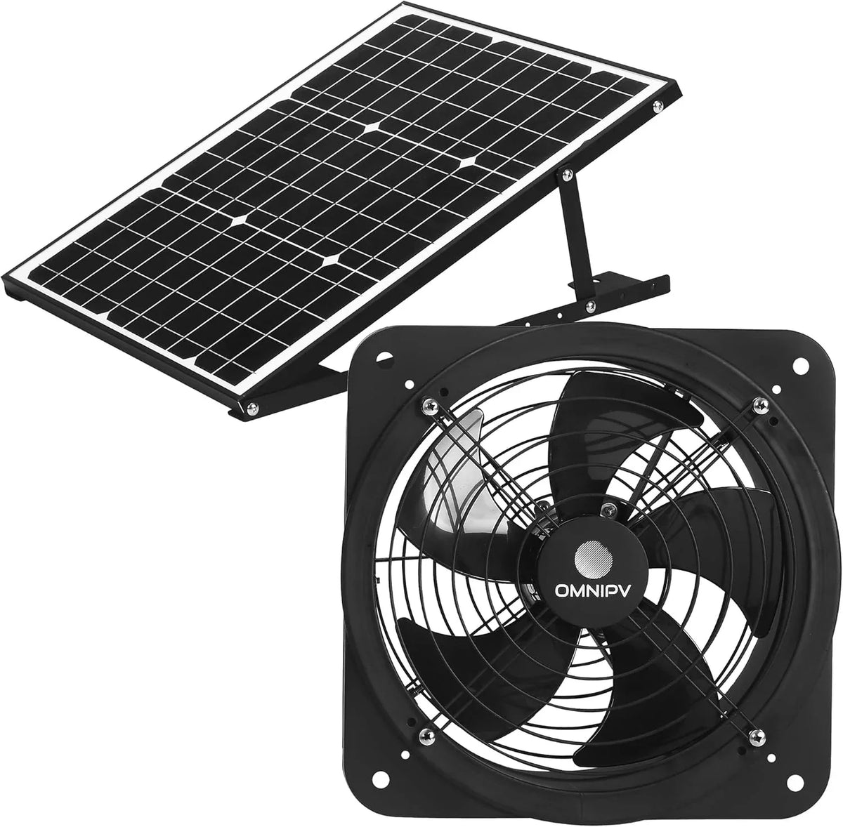 Wall Mount Solar Exhaust Fan, Black, 35W, 1200 CFM