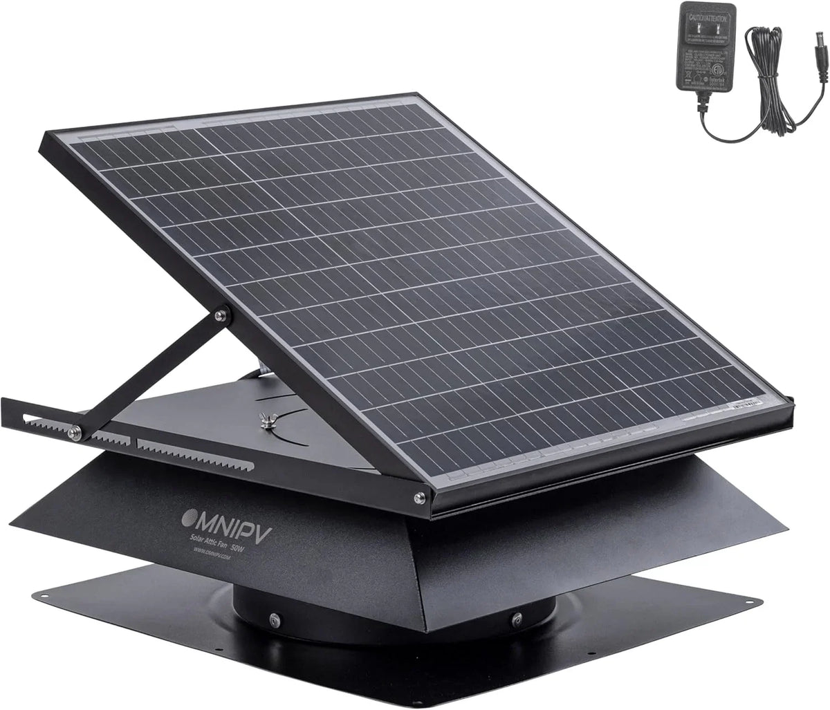Wall Mount Solar Exhaust Fan, Black, 35W, 1200 CFM